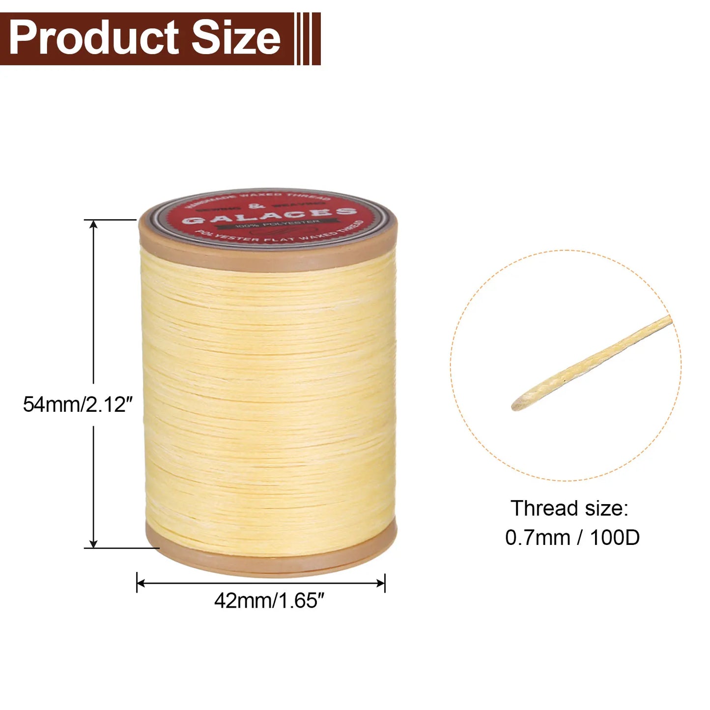 Flat Leather Sewing Waxed Thread 190m / 208 Yards Polyester Wax String 100D Wax Stitching Cord for Leather Crafts Braided