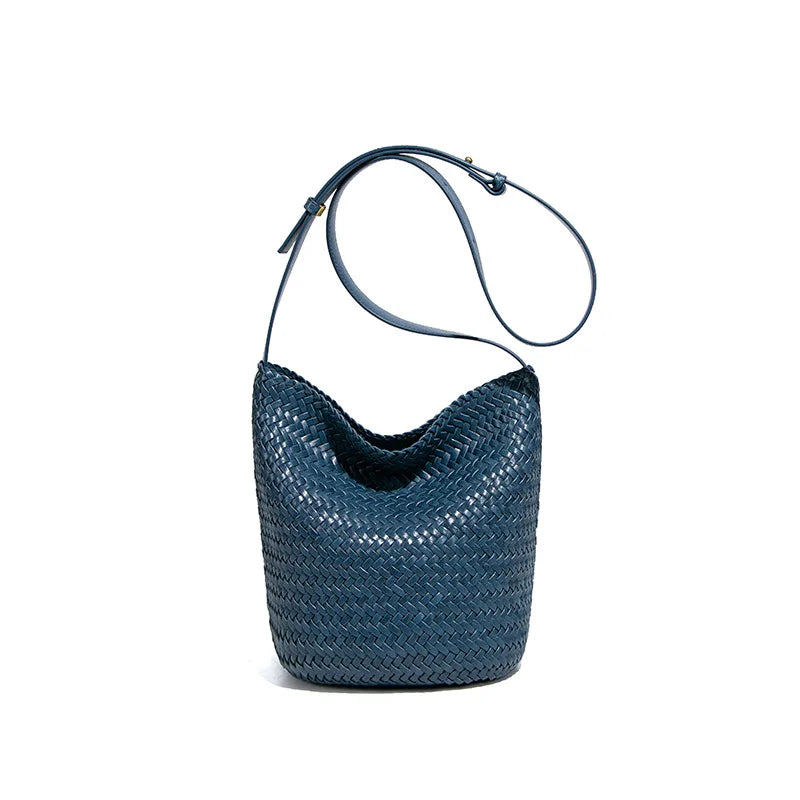 Women's Bag Handbag Designer Luxury Woven Bag Knitting Handmade Bag PU Leather Shoulder Bucket Bag for Casual Stylish Ladies