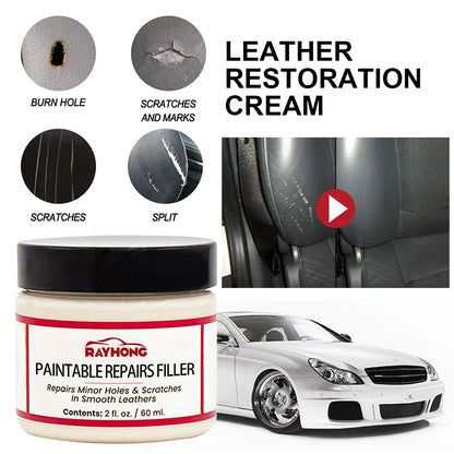 60/20ml Leather Repair Filling Paste Compound Leather Restoration Cream Car Leather Car Repair Scratches Cracks Sofa Auto Seat