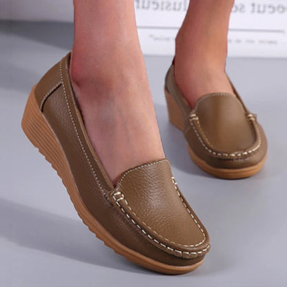 Leather Shoes For Women Flats White Black Loafers With Heels Shoes Casual Women's Moccasins Slip On Flat Shoes Summer Footwear