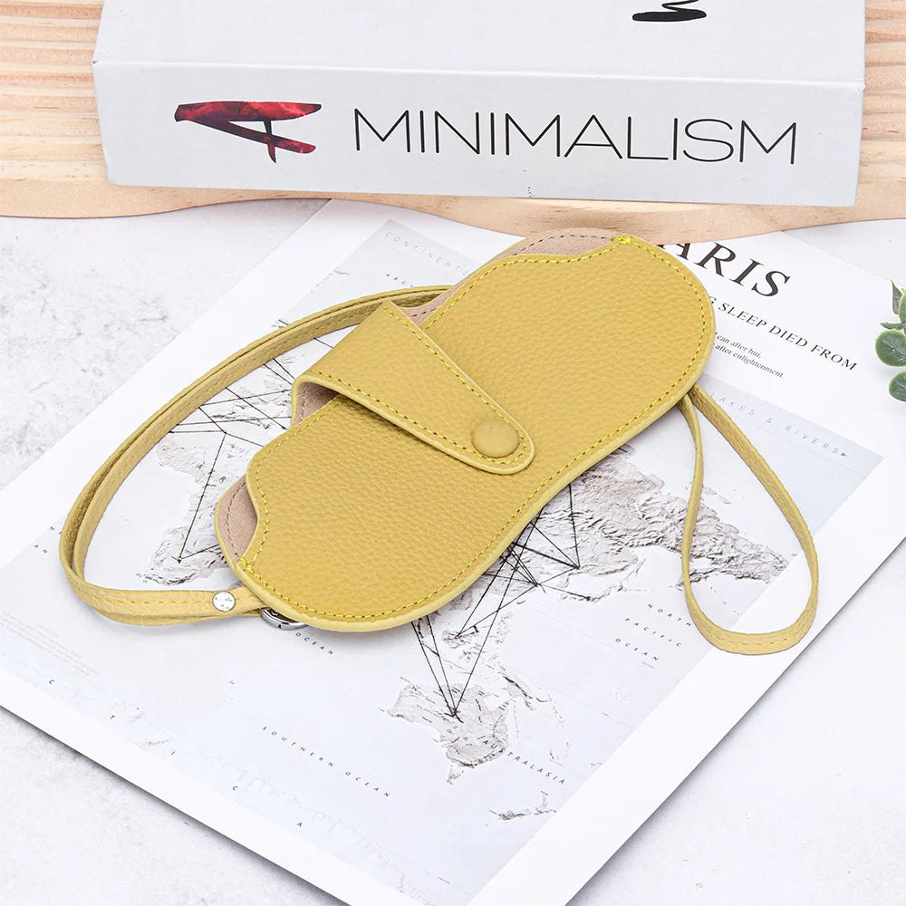 Leather Sunglass Case, Glasses Cases Holder, Portable Soft Leather Sunglasses Bag, Slim Eyeglasses Pouch Men Women with Lanyard