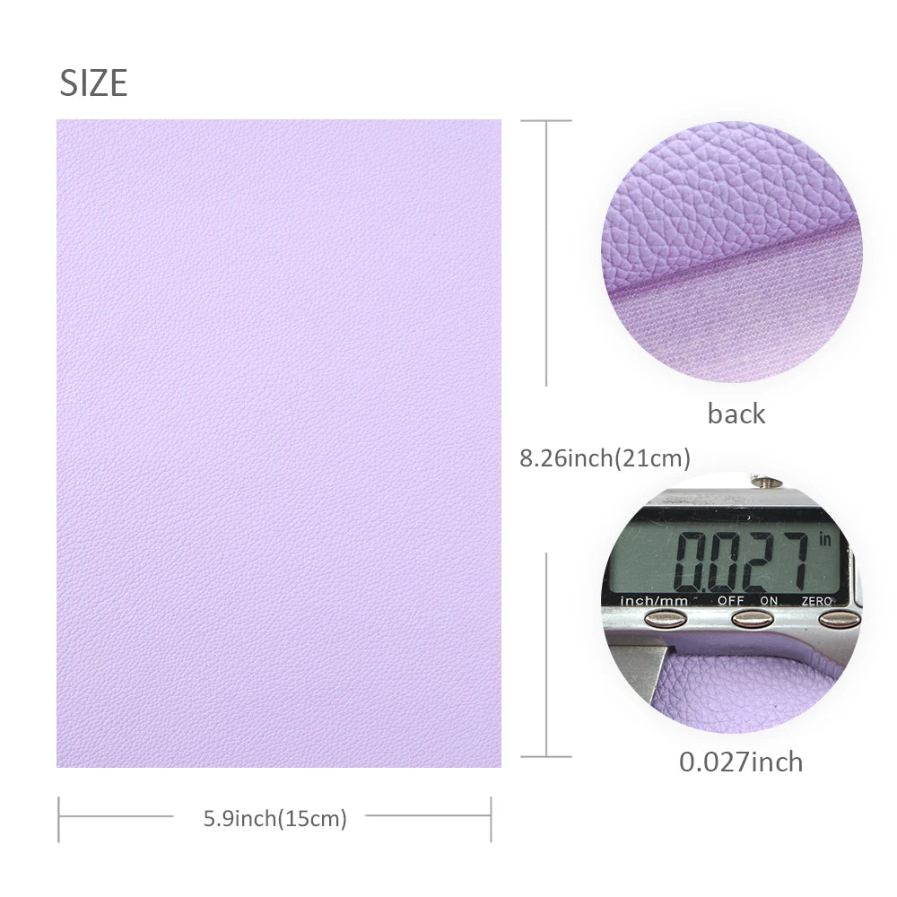 A5 Size Lychee Faux Leather Set 15*21cm Synthetic Leather Fabric Sheets 6Pcs for DIY Earrings Hair Bows Bags Crafts Projects