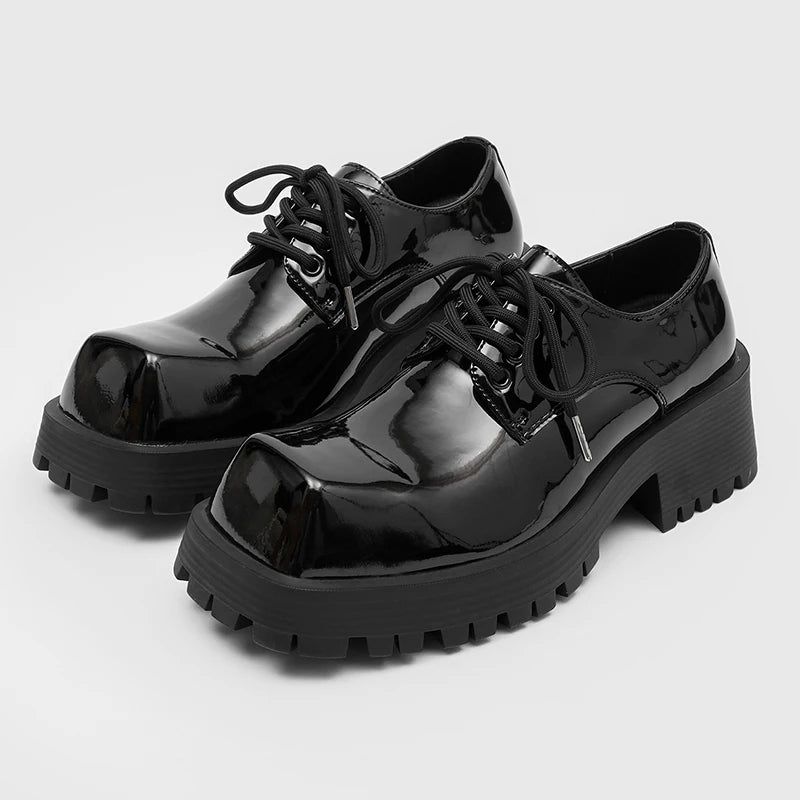 Men's thick soled leather shoes Luxury designer style Work Business Office fashion party 38-46 Casual lace up derby shoes