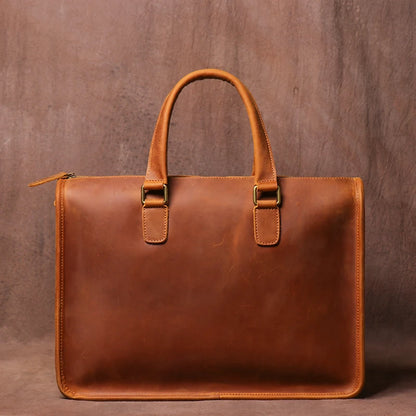 LUOKIR Real Leather Handbag Men Vintage Crazy Horse Cowhide Office Computer Bag Simplicity Business Briefcase For 14 Inch Laptop