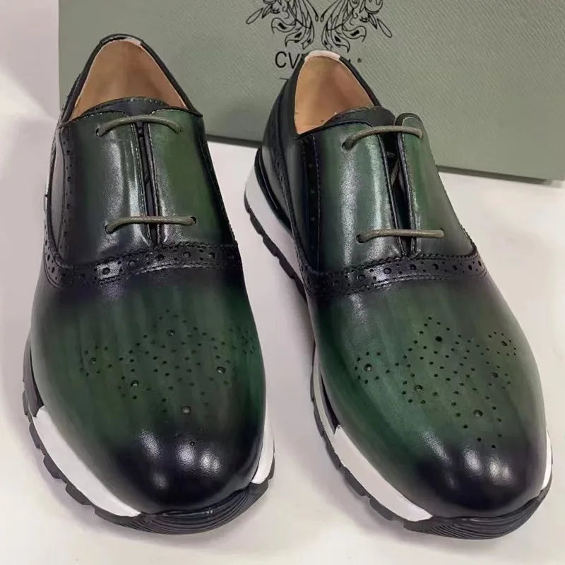2025 Spring Autumn European And American Round Toe Men Footwear Fashion Leisure Men's Genuine Leather Sports Shoes Male A131