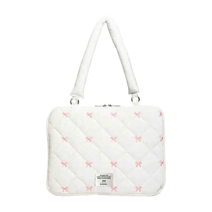 Cute Bow Embroidered Laptop Sleeve Bag For 11-15 Inch Portable Shoulder Handbag Fashion Notebook Case For Women
