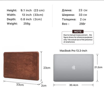 hand-made cowhide genuine leather laptop bags cases storage organizer sleeve for macbookair 13.6in notebook computer travel