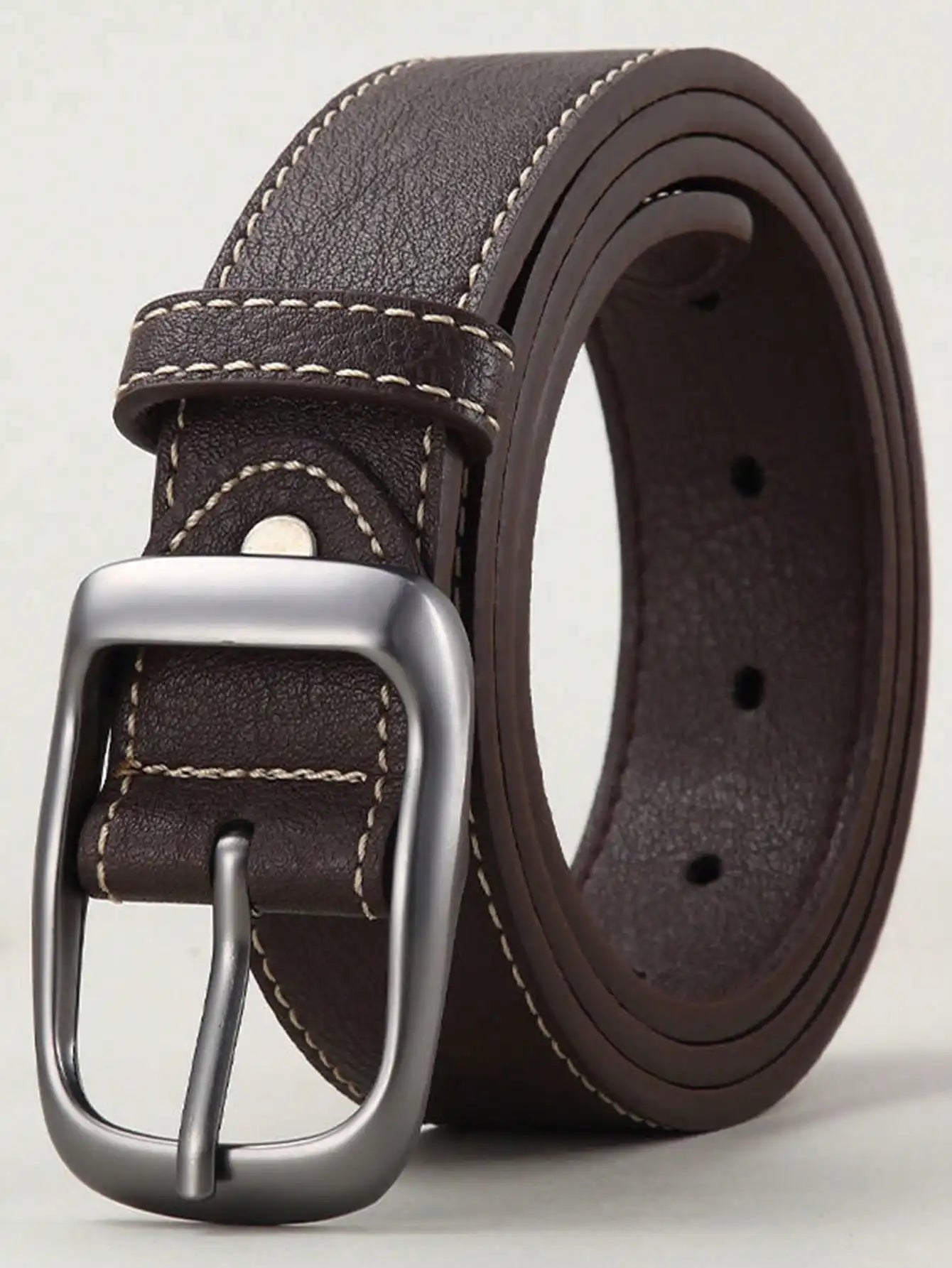 Simple MEN'S Metal Belt Pin Buckle PU Leather Jean Belt Casual High Quality Belt for Men Pants
