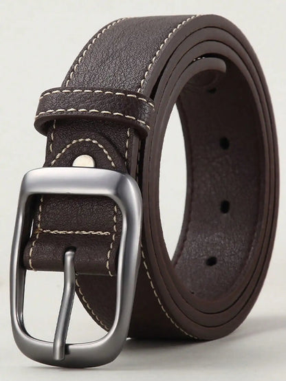 Simple MEN'S Metal Belt Pin Buckle PU Leather Jean Belt Casual High Quality Belt for Men Pants