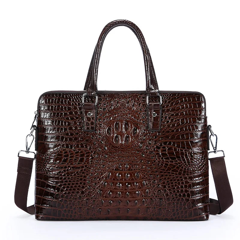 New Crocodile Grain Laptop Bags Cow Genuine Leather Men's Briefcase Luxury Male Handbags Men Messenger 14 Inch Computer Bag