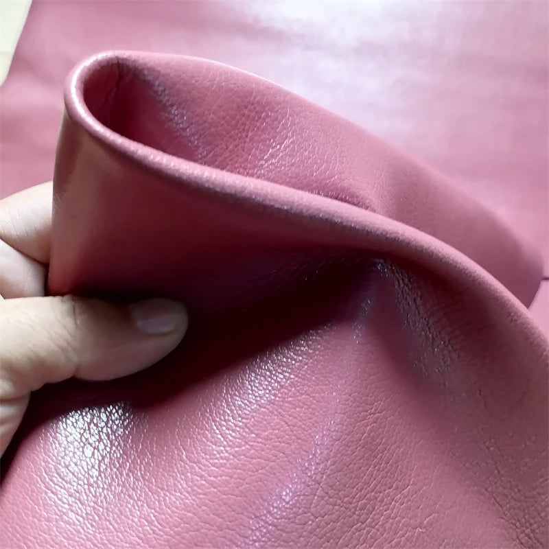 1.1/1.2mm Deep Pink Vegetable-Tanned Sheepskin. Top-Grain Leather. Genuine Leather Fabric. DIY For Bags By Hand. Whole Sheepskin