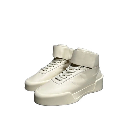 Men's Shoes High Top Platform Sneakers Lace Up Genuine Leather Luxury White Designer Boots