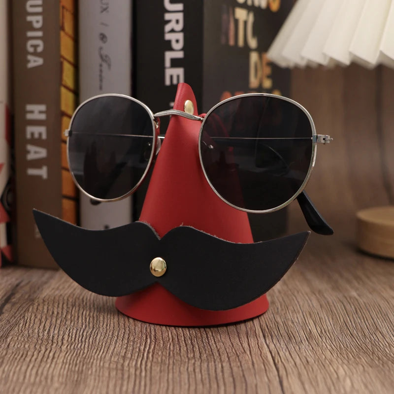 Personalized eyeglasses holder leather simple ins eyeglasses clip leather ornament set bearded eyeglasses accessories