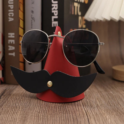 Personalized eyeglasses holder leather simple ins eyeglasses clip leather ornament set bearded eyeglasses accessories