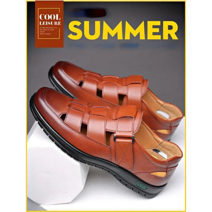 2026 Men Leather Shoes Business Casual Forma Wear High Heels Soft Sole Non-Slip Summer Sandals Black Leather Shoes Luxury Shoes
