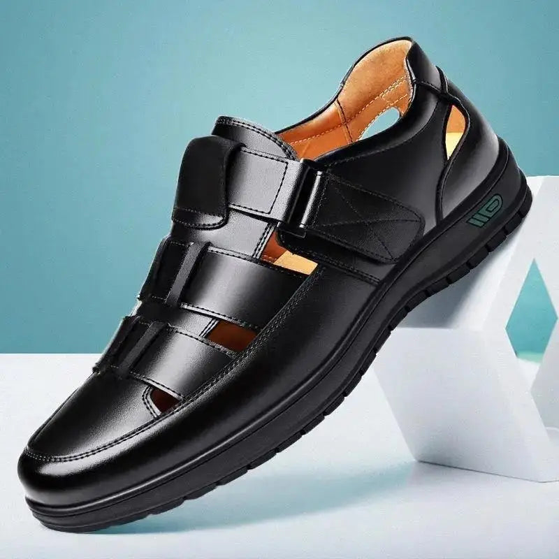 2026 Men Leather Shoes Business Casual Forma Wear High Heels Soft Sole Non-Slip Summer Sandals Black Leather Shoes Luxury Shoes
