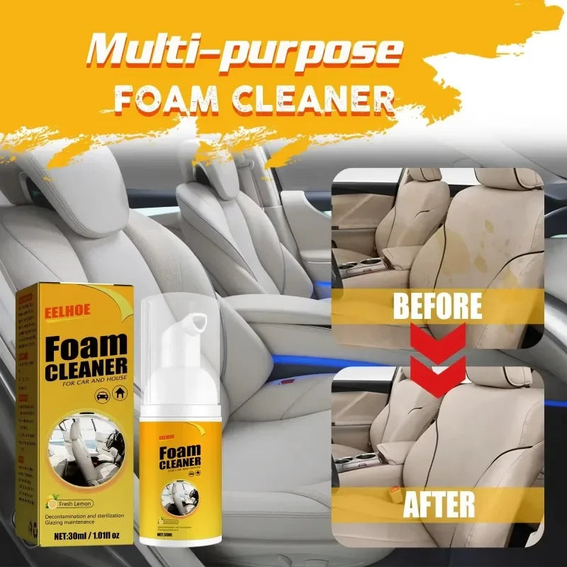 30/60/100ml Car Leather Cleaner Multifunctional Foam Cleaner Car Interior Strong Decontamination Ceiling Seat Cleaning Tool