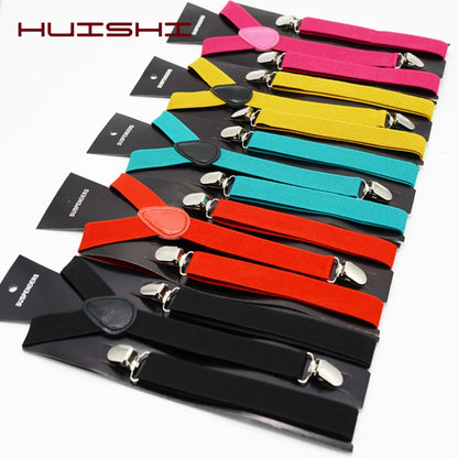 Suspenders Man Bowtie Solid Color Elastic PU Leather Suspenders For Man Belt Adjustable Straps For Wedding Bow Tie Accessories