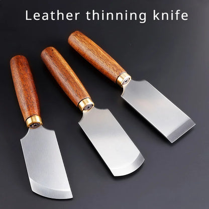 Leather Cutting Tools Straight Edge Beveled Edge Rounded Edge, Comfortable Grip Durable Wooden Handle, Precision Trimming and Th