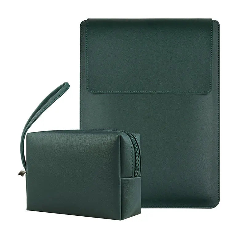 Custom Name Leather 14 Inch Laptop Bag Set Large Capacity Mouse USB Storage Bag Business Computer Stand Waterproof Briefcase