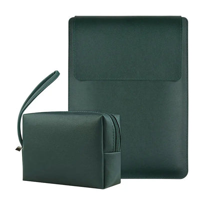 Custom Name Leather 14 Inch Laptop Bag Set Large Capacity Mouse USB Storage Bag Business Computer Stand Waterproof Briefcase
