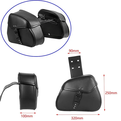 1 Pair Motorcycle Saddlebags with Cup Holder Panniers Rear Side Bags Luggage Storage PU Leather Large Capacity Waterproof