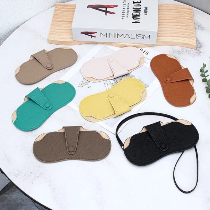Leather Sunglass Case, Glasses Cases Holder, Portable Soft Leather Sunglasses Bag, Slim Eyeglasses Pouch Men Women with Lanyard