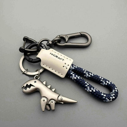 Motorcycle Decoration Accessories and Car Keychain Single Leather Woven Rope Metal Keychain Handbag Pendant Small Gift