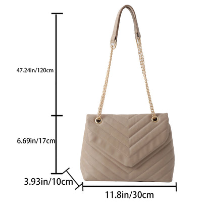 Embroidery Thread PU Leather Crossbody Bags For Women 2025 Women's Branded Trending Shoulder Handbags Chain Clutch Bag Black