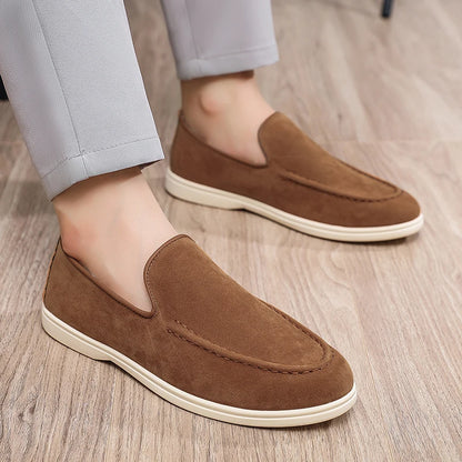 Men's Suede Leather Comfort Loafers, Flat Casual Slip-on Shoes, Fashion Suede Flats, Classic Round Toe Soft Leather Loafers 2026