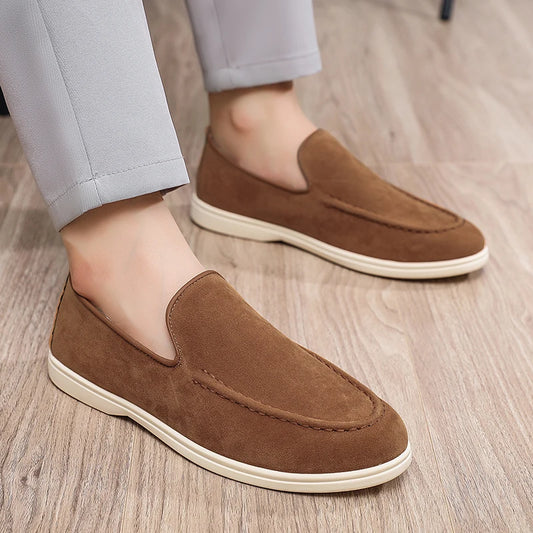 Men's Suede Leather Comfort Loafers, Flat Casual Slip-on Shoes, Fashion Suede Flats, Classic Round Toe Soft Leather Loafers 2026