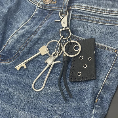 Original Fashion Accessories Genuine Leather Keychain Jeans Waist Decoration Backpack Metal Pendant Brass Stainless Steel