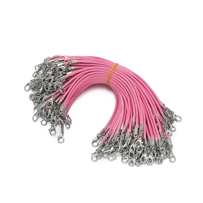 10pcs 2mm PU Leather Wax Thread 13cm Braided Strings With Alloy Lobster Clasp Bracelet Cord for DIY Jewelry Making Supplies