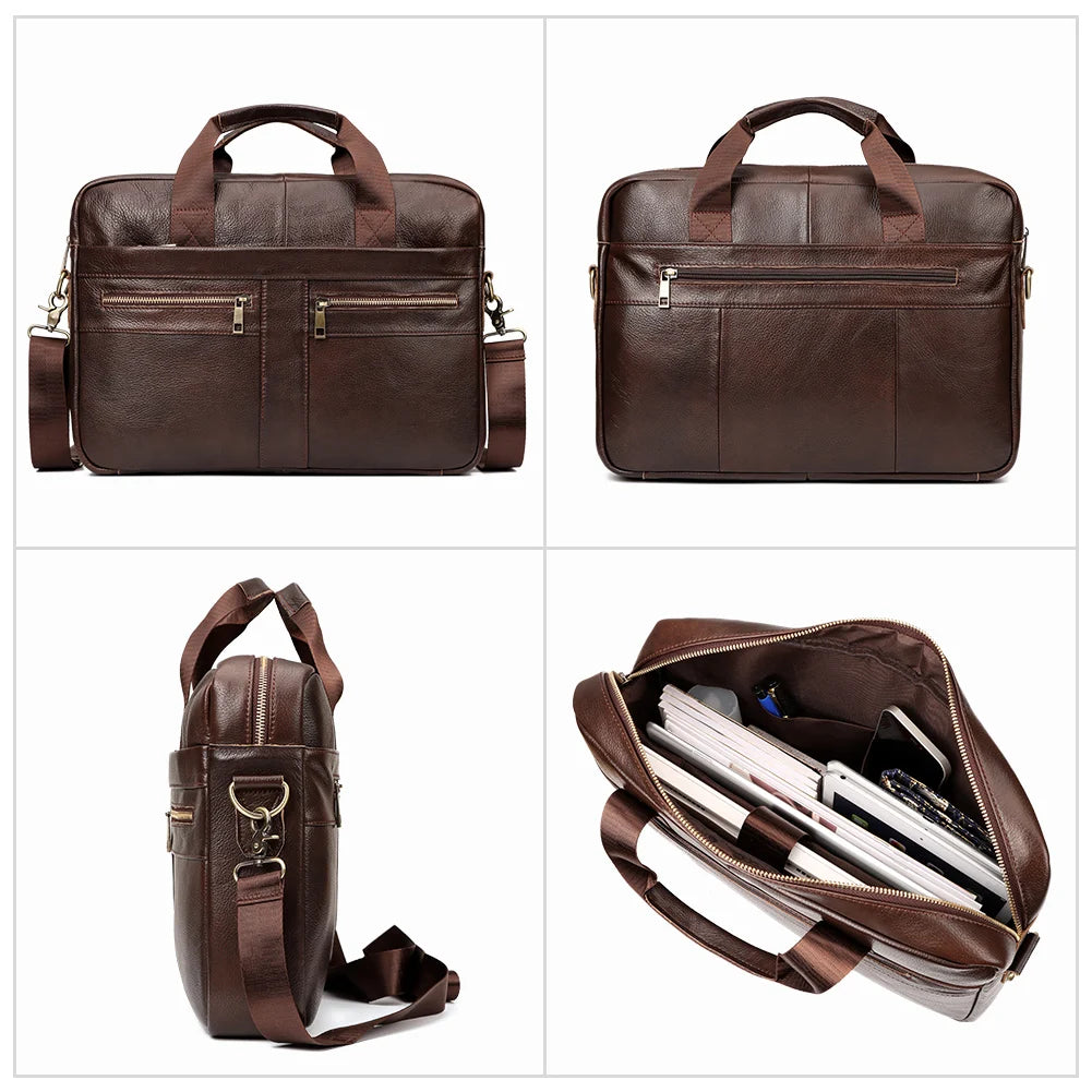 Men Briefcase Bag High Quality Business Genuine Leather Shoulder Messenger Bags Male Office Handbag 14 inch Laptop Bag Travel