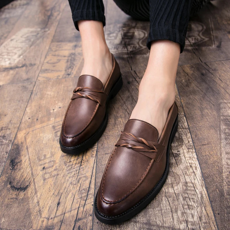 Men Casual Leather Shoes Dress Leather Loafers Men Classic Casual Business Shoes Trend Formal Party Social Leather Shoes Male