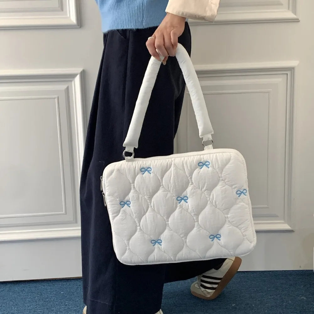 New 13-15.6inch Laptop Shoulder Bag Large Capacity Shockproof Tablet Sleeve Case Multifunctional Bowknot Laptop Handbag
