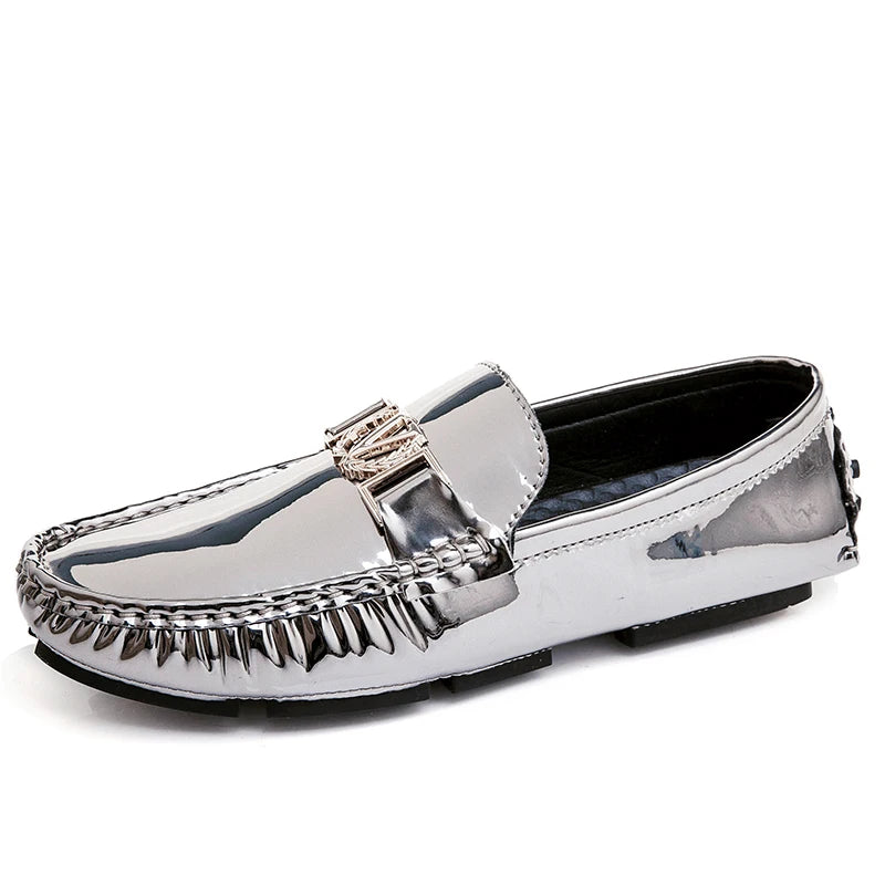 Men's Loafers for Spring and Summer, Slip-On Shoes, Korean Style Trendy Patent Leather Men's Shoes, Low-Top Lazy Shoes, Casual Shoes, Handmade