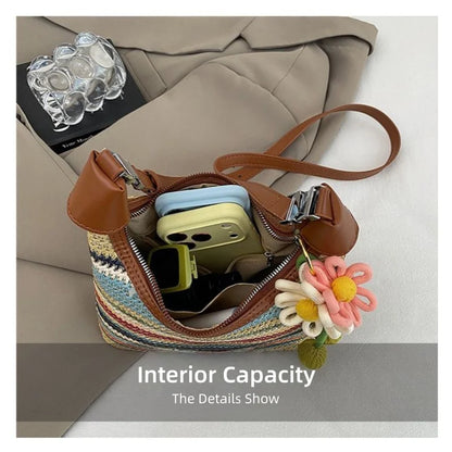 Colorful Knitted Handbag for Women: Beach Vacation, Summer, Breathable, Lightweight, Soft Durable Crossbody Bag