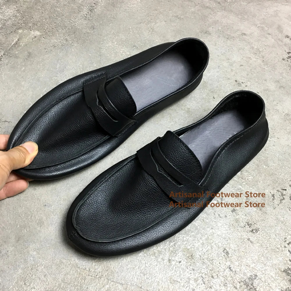 Flat Loafers Soft Leather Soft Sole Slip On Leather Casual Shoes for Men Breathable Comfortable Office Dress Shoes Men Shoes