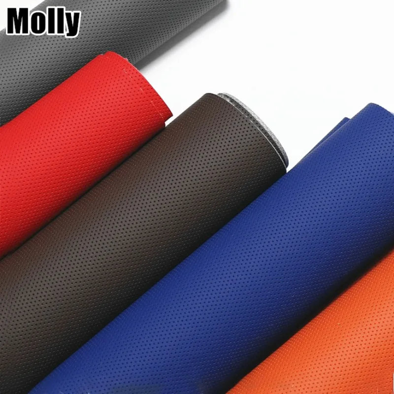 Perforated Leather Fabric Breathable Hole Punch Synthetic Leather Material for Furniture Sofa Car Seat Upholstery DIY Craft