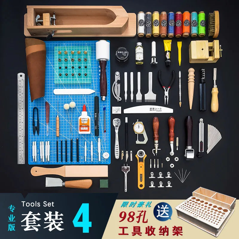 [Professional Edition] Handmade Leather Goods DIY Tool Set Hand Sewn Leather Art Leather Tools Homemade Wallet Bag Production