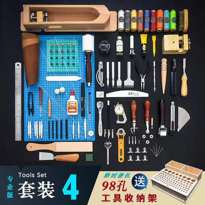 [Professional Edition] Handmade Leather Goods DIY Tool Set Hand Sewn Leather Art Leather Tools Homemade Wallet Bag Production