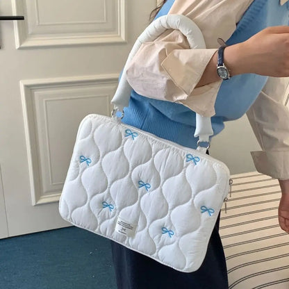 New 13-15.6inch Laptop Shoulder Bag Large Capacity Bowknot Tablet Sleeve Case Multifunctional Shockproof Laptop Handbag