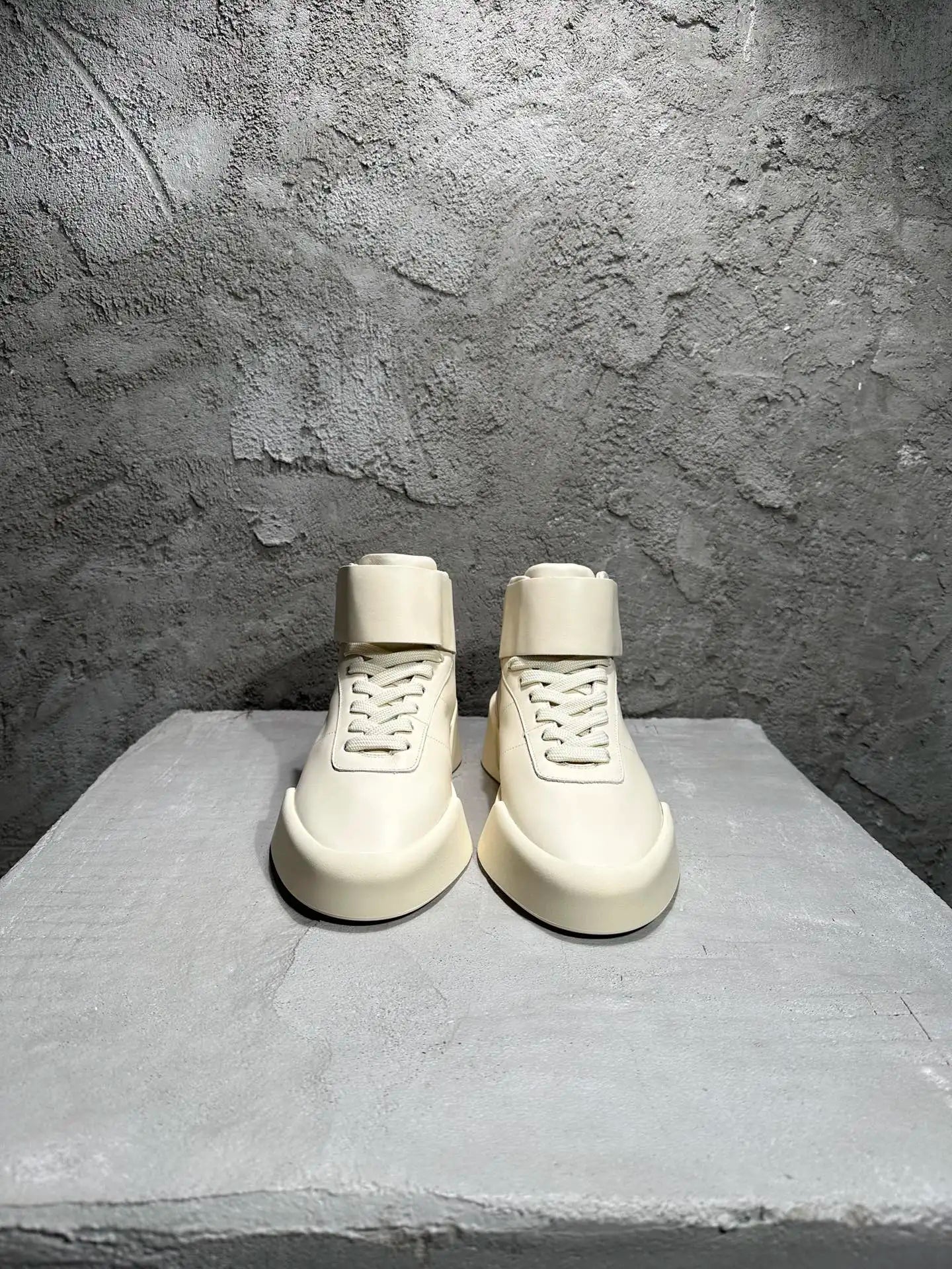 Men's Shoes High Top Platform Sneakers Lace Up Genuine Leather Luxury White Designer Boots