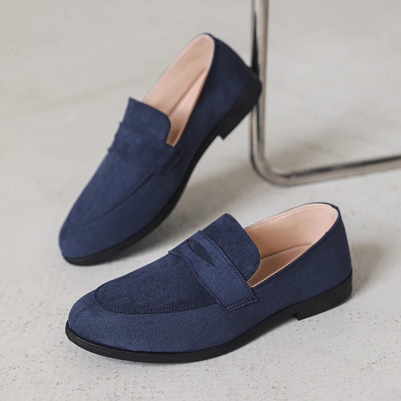 Fashion Leather Mens Loafers Lightweight Soft Sole Casual Shoes Retro Dress Shoes Slip on Flat Moccasins Designer Business Shoes