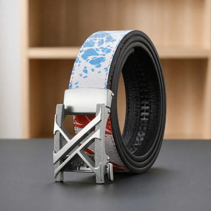 New Belt, Fashionable Men's Leather Belt, Business, Trendy, Casual, Versatile, Letter Graffiti,