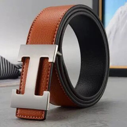 2025 New Casual Men's Belt High Quality Designer Genuine Second Cow Leather Belts Strap Male Metal Smooth Buckle Fashion
