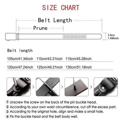 3.7cm Wide Men's Synthetic Leather Belt with Metal Pin Buckle, Casual Jeans Belt for Men, Unisex Synthetic Leather Pants Belt