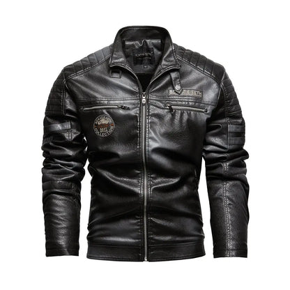 2026 Leather Jackets Men's Autumn Winter Fleece Motorcycle PU Leather Jackets Vintage Casual Stand Collar Windbreaker Slim Coats