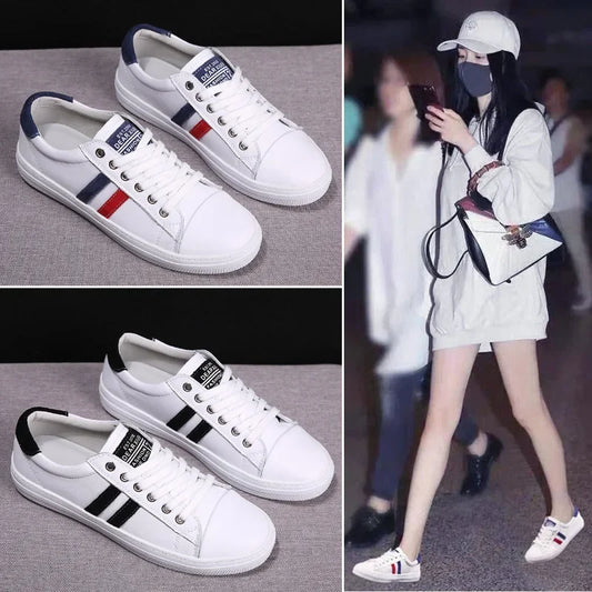 Leather shoes white 2020 spring, autumn, and winter casual shoes flat soled  soft soled breathable sports shoes
